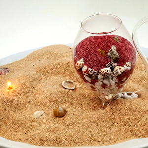 Beach Candle - Repurposed Wine Glass &amp; Tray